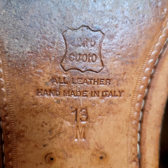 Belvedere Florence Brown Ostrich Leather Men\'s Oxfords Size 13